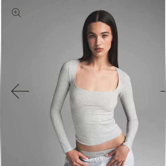 SKIMS COTTON JERSEY SCOOP NECK LONG SLEEVE TOP - Picture 1 of 12
